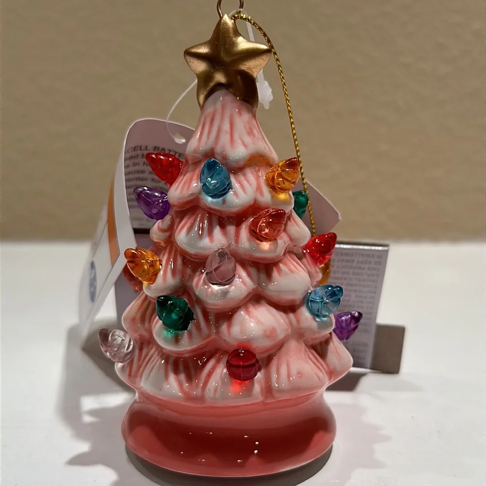 Target wondershop retro vintage pink tree Christmas ornament with working lights